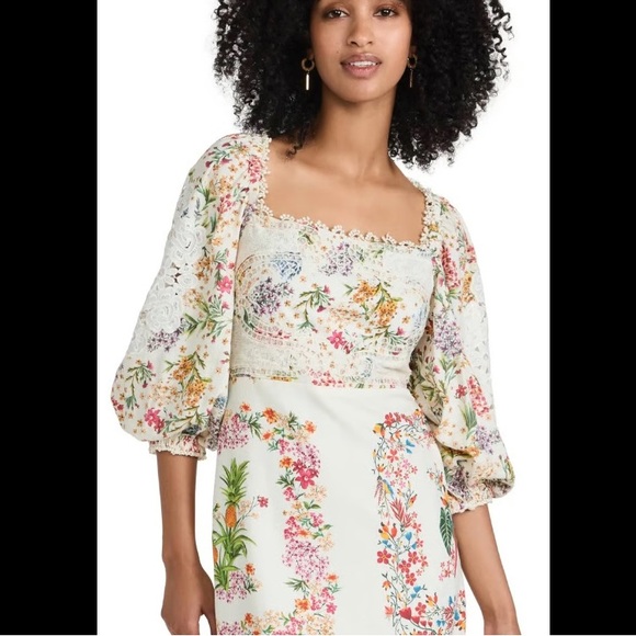 FARM Rio Dresses & Skirts - FARM Rio Floral Print Midi Dress - Cream and Multicolor